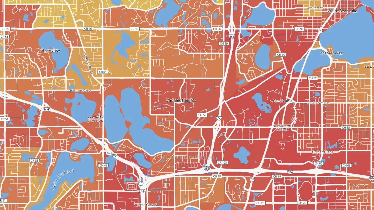 Vadnais Heights, MN Map of Vehicle Theft Rates