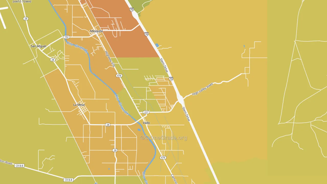 Vado, NM Map of Vehicle Theft Rates