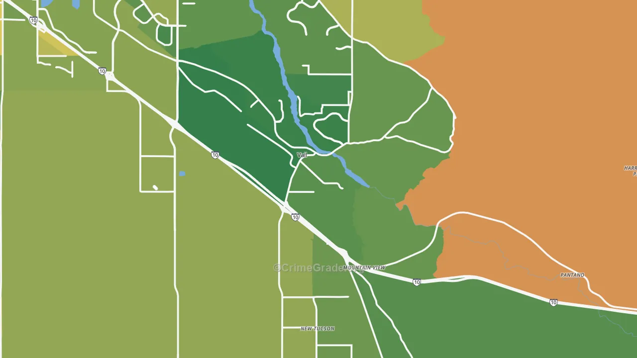 Vail, AZ Map of Vehicle Theft Rates