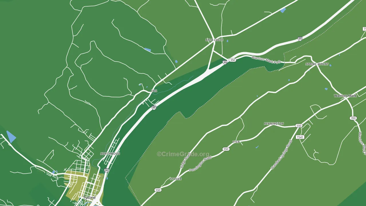 Vail, PA Map of Vehicle Theft Rates