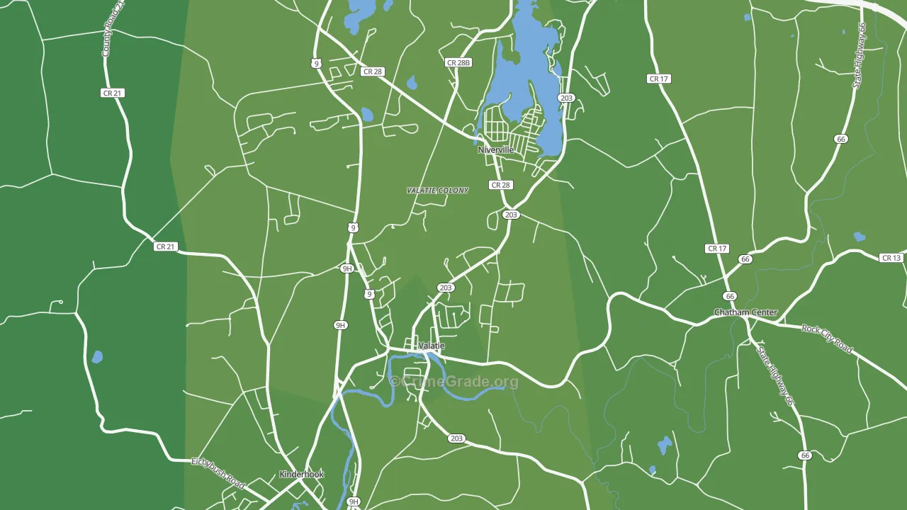 Valatie, NY Map of Vehicle Theft Rates