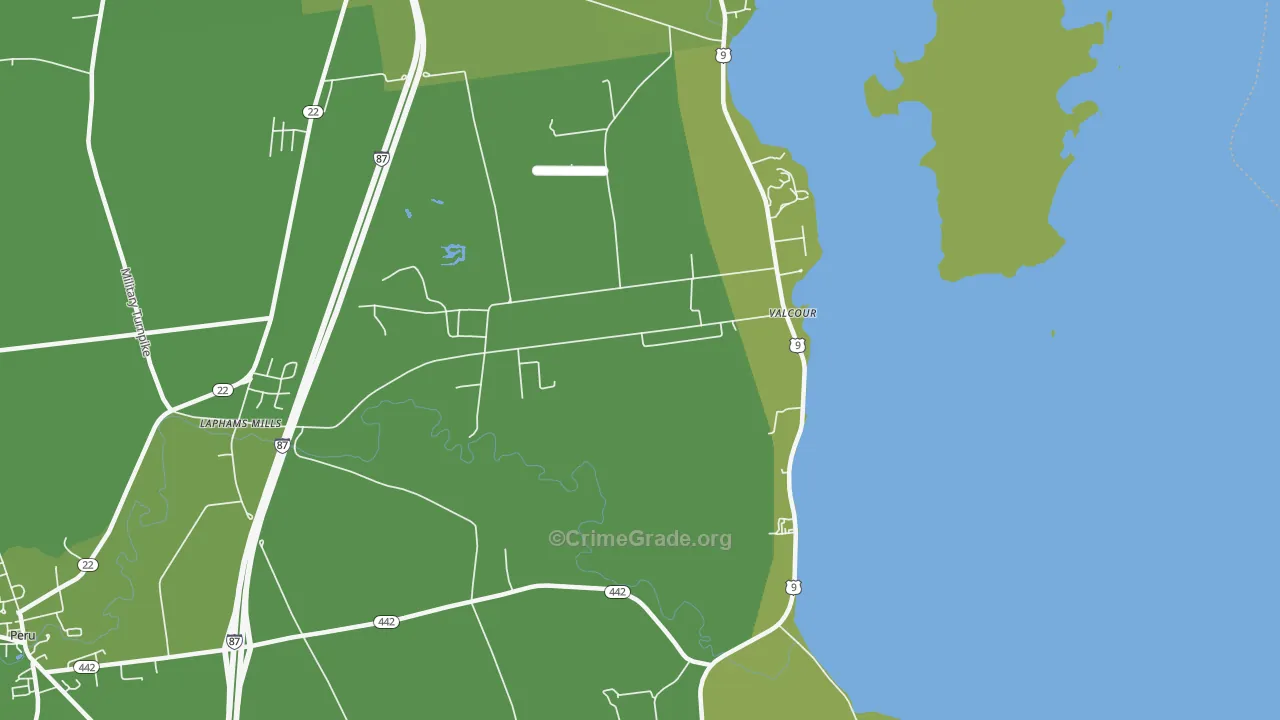Valcour, NY Map of Vehicle Theft Rates