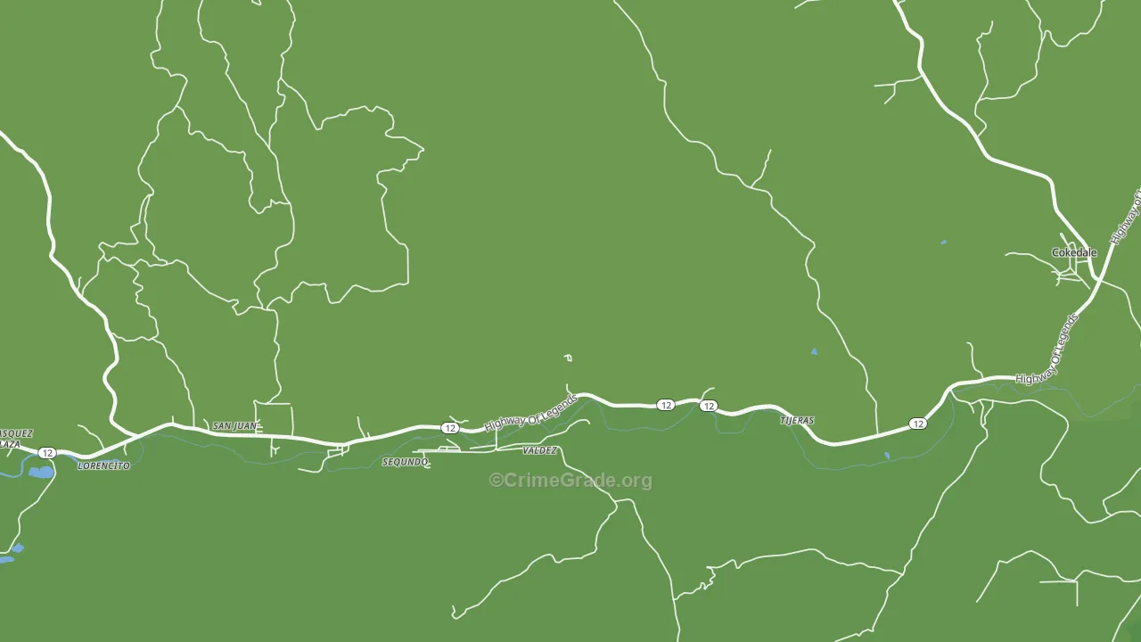 Valdez, CO Map of Vehicle Theft Rates