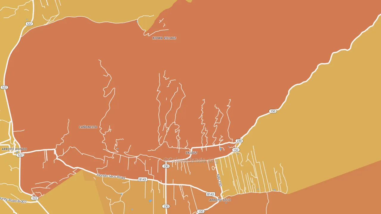 Valdez, NM Map of Vehicle Theft Rates