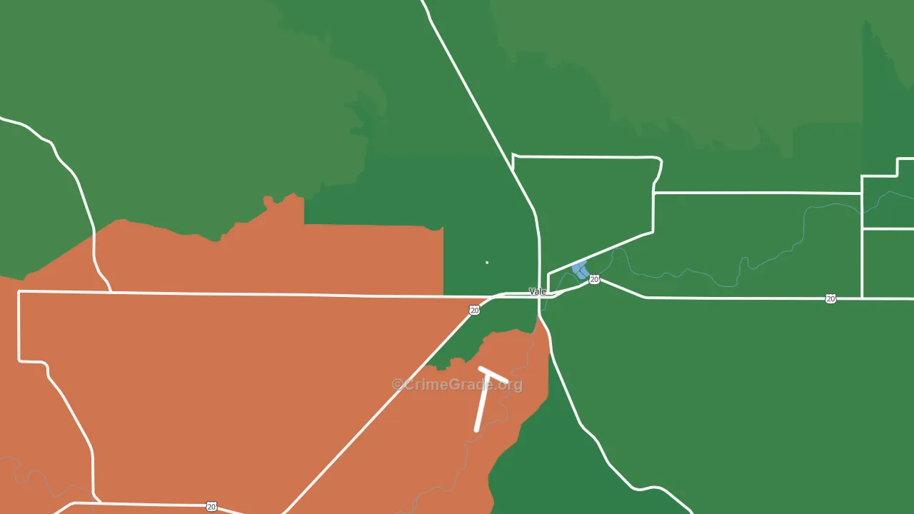 Vale, OR Map of Vehicle Theft Rates