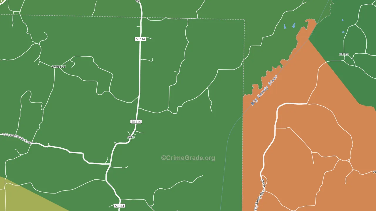 Vale, TN Map of Vehicle Theft Rates