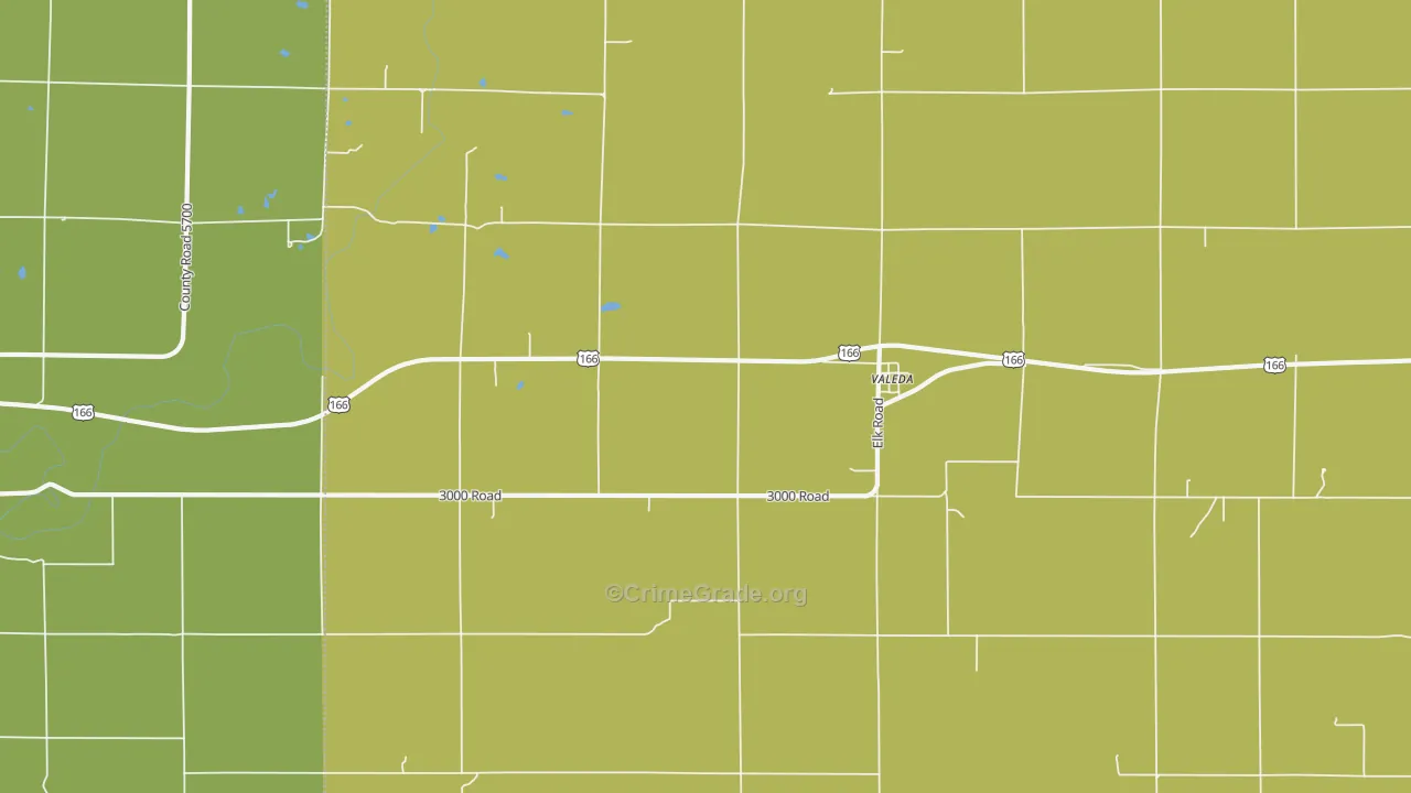 Valeda, KS Map of Vehicle Theft Rates