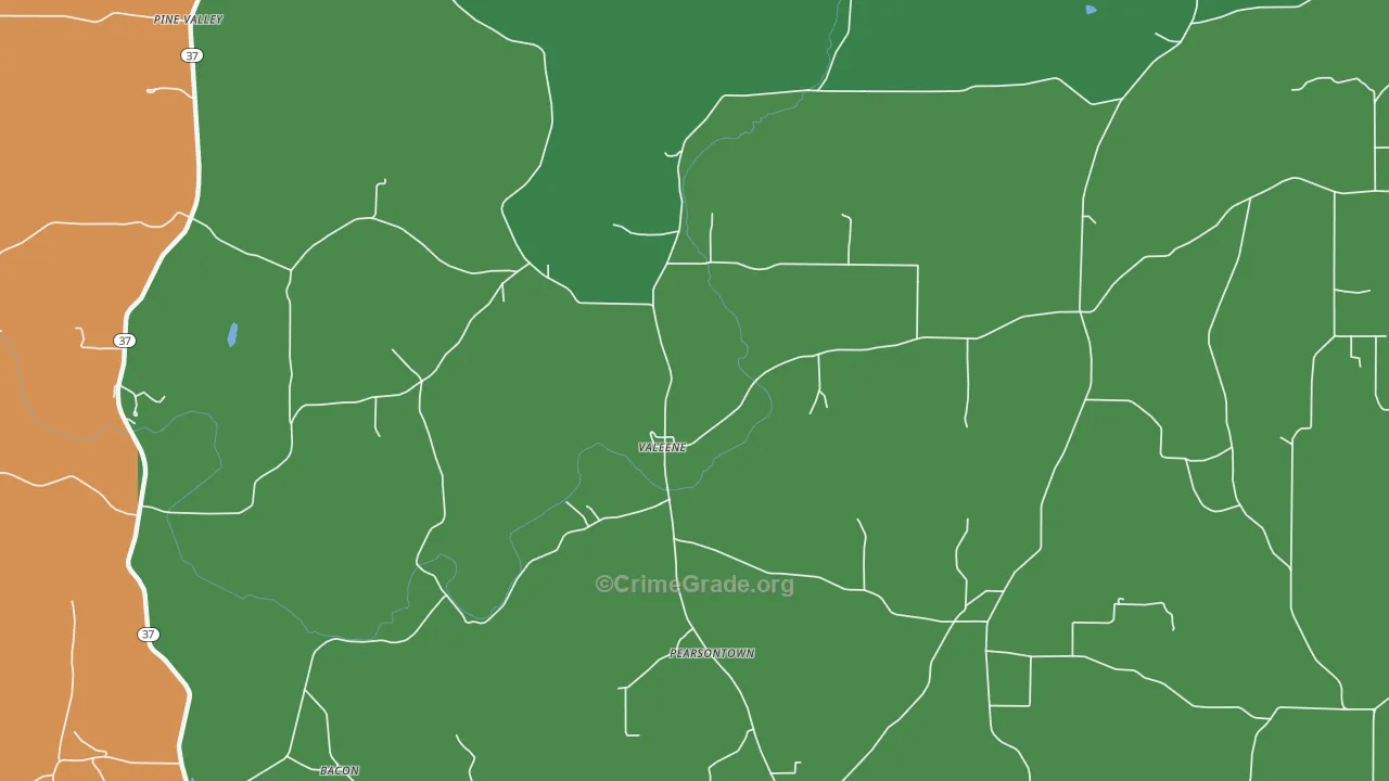 Valeene, IN Map of Vehicle Theft Rates
