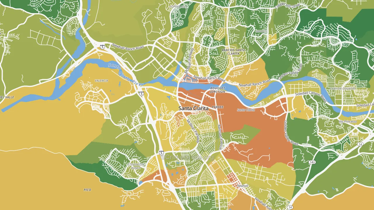 Valencia, CA Map of Vehicle Theft Rates