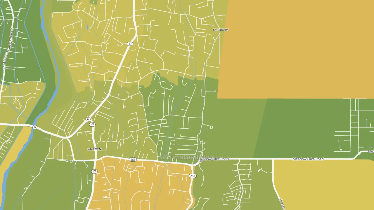 Valencia, NM Map of Vehicle Theft Rates
