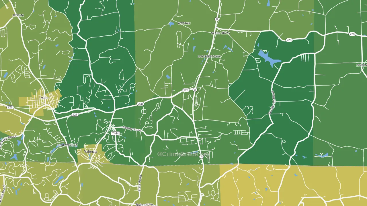 Valencia, PA Map of Vehicle Theft Rates