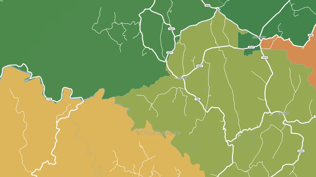 Valeria, KY Map of Vehicle Theft Rates