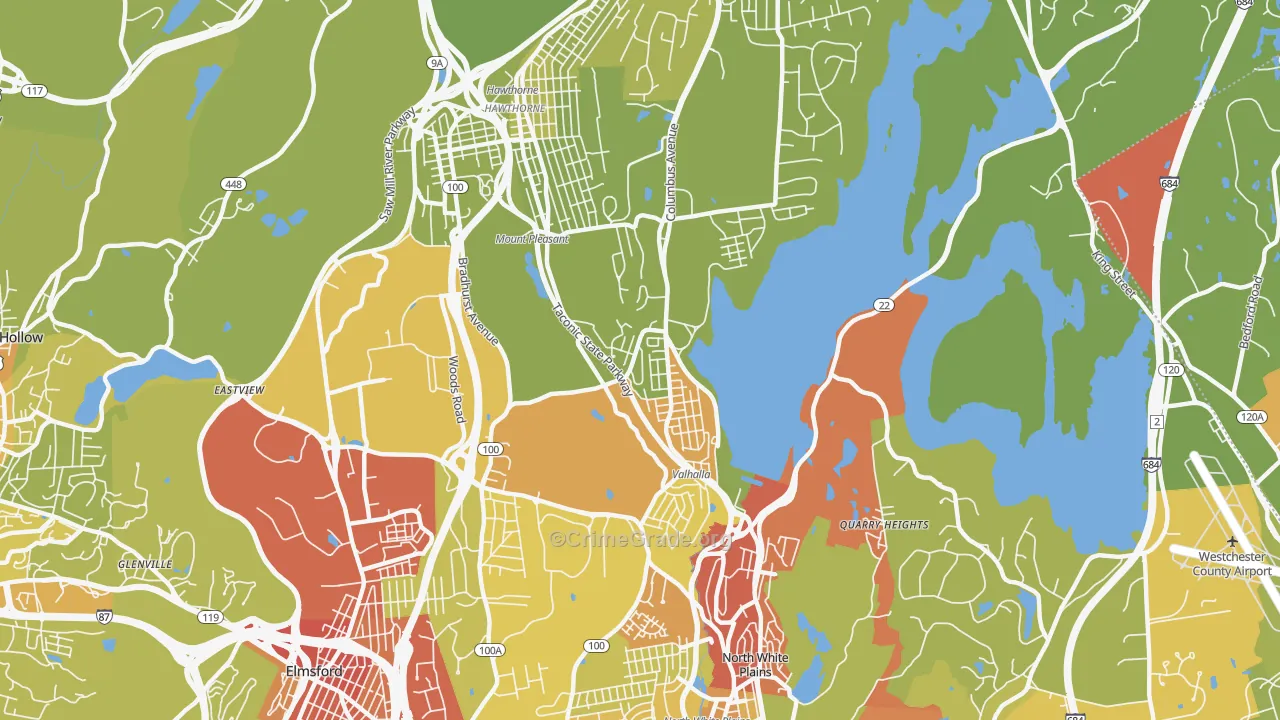 Valhalla, NY Map of Vehicle Theft Rates
