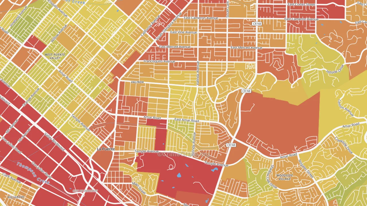 Valinda, CA Map of Vehicle Theft Rates