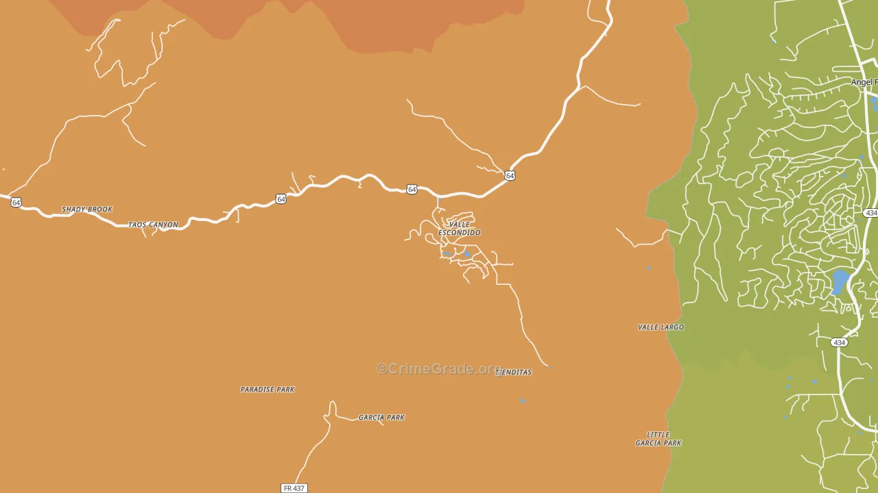 Valle Escondido, NM Map of Vehicle Theft Rates