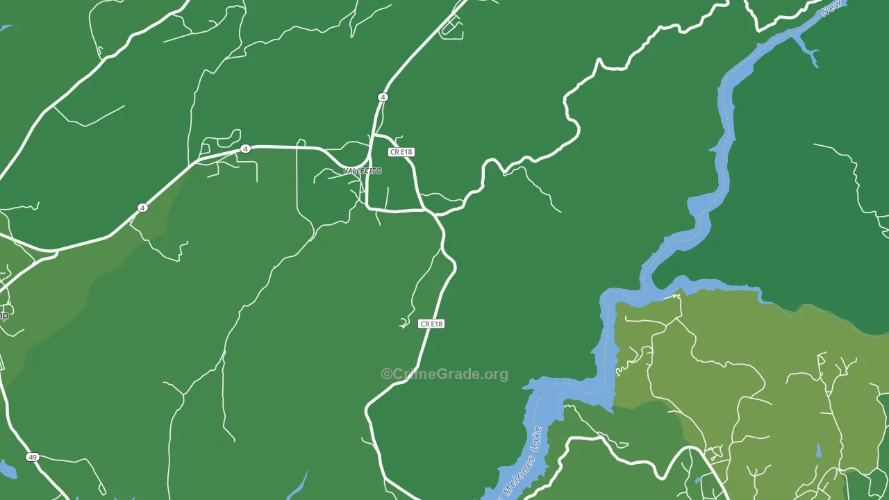 Vallecito, CA Map of Vehicle Theft Rates