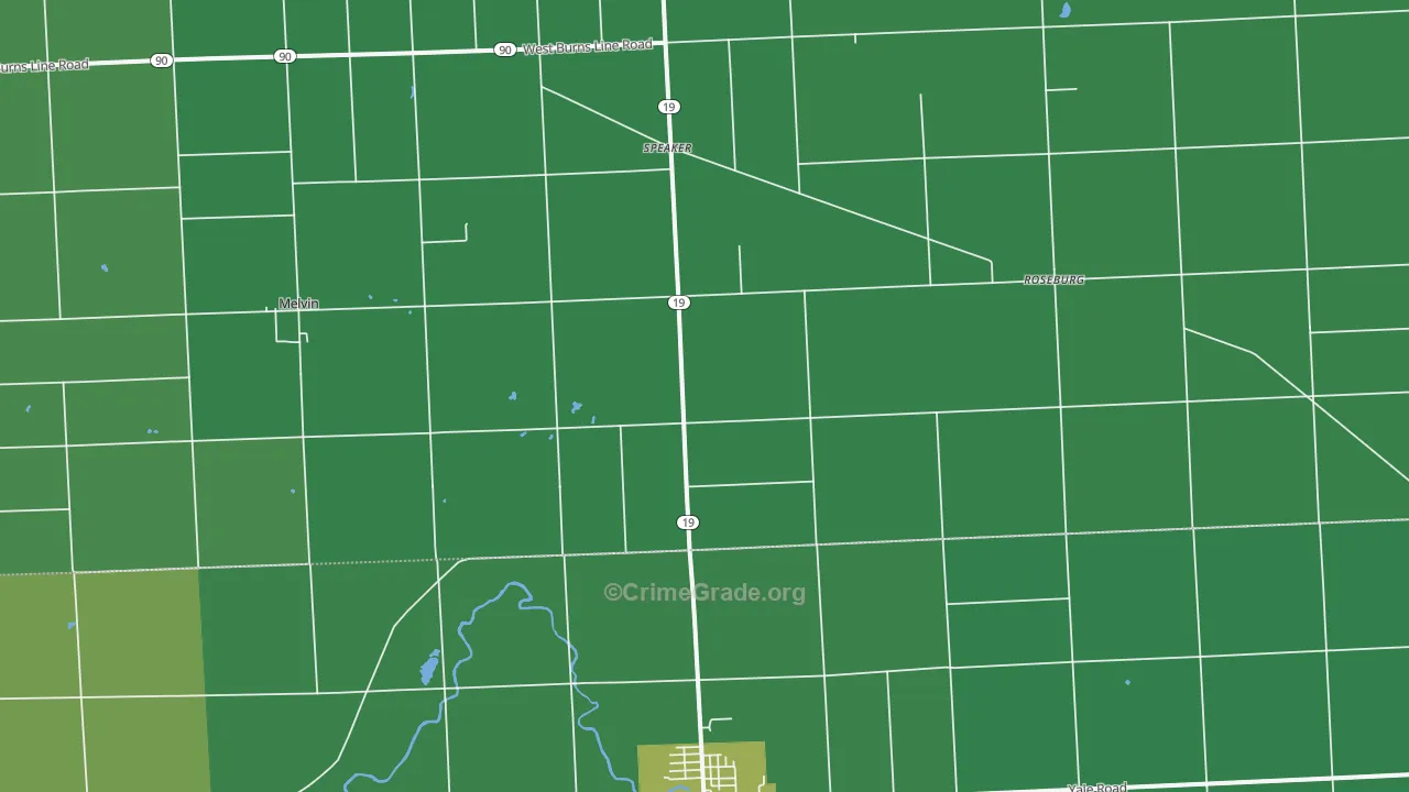 Valley Center, MI Map of Vehicle Theft Rates