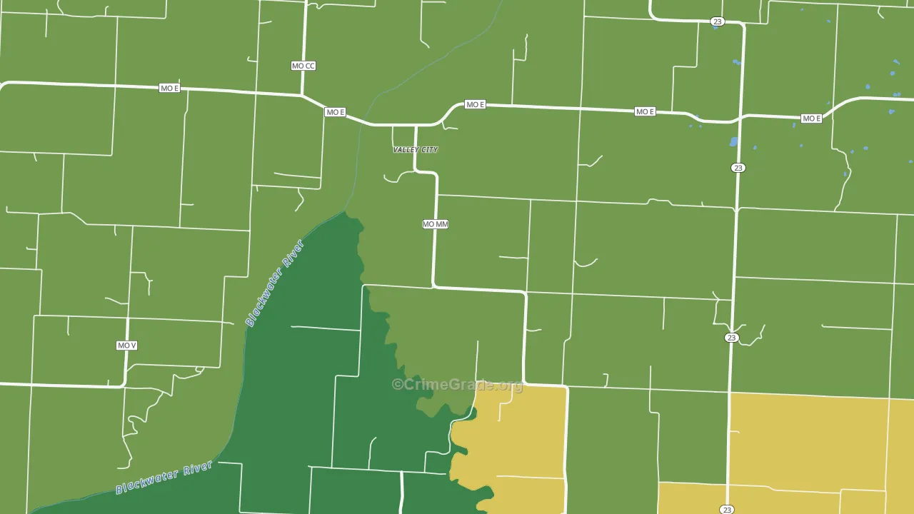 Valley City, MO Map of Vehicle Theft Rates