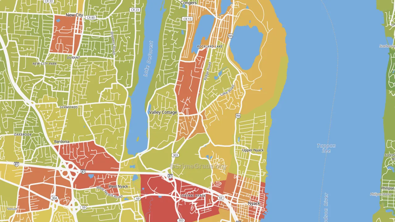 Valley Cottage, NY Map of Vehicle Theft Rates