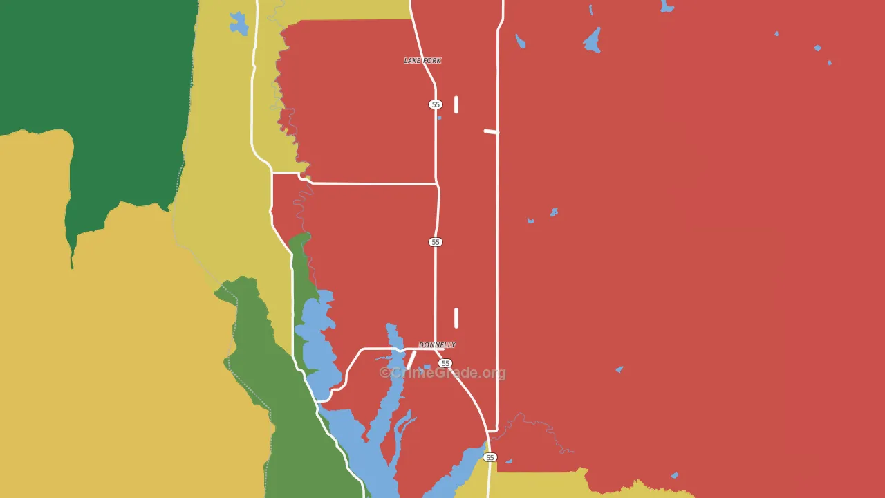 Valley County, ID Map of Vehicle Theft Rates