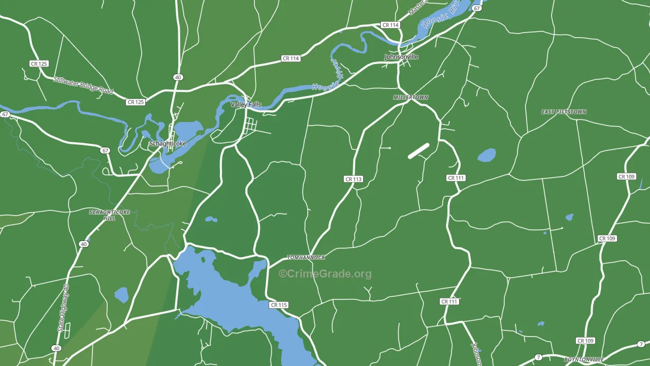 Valley Falls, NY Map of Vehicle Theft Rates