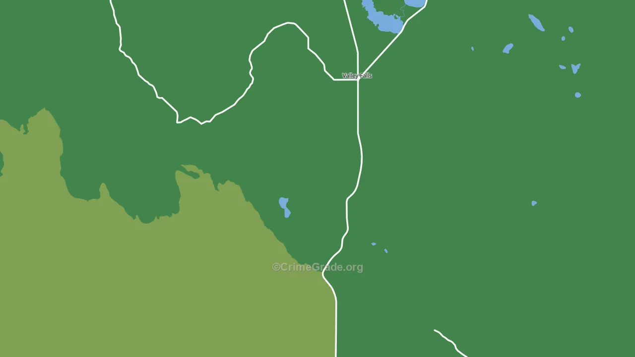 Valley Falls, OR Map of Vehicle Theft Rates
