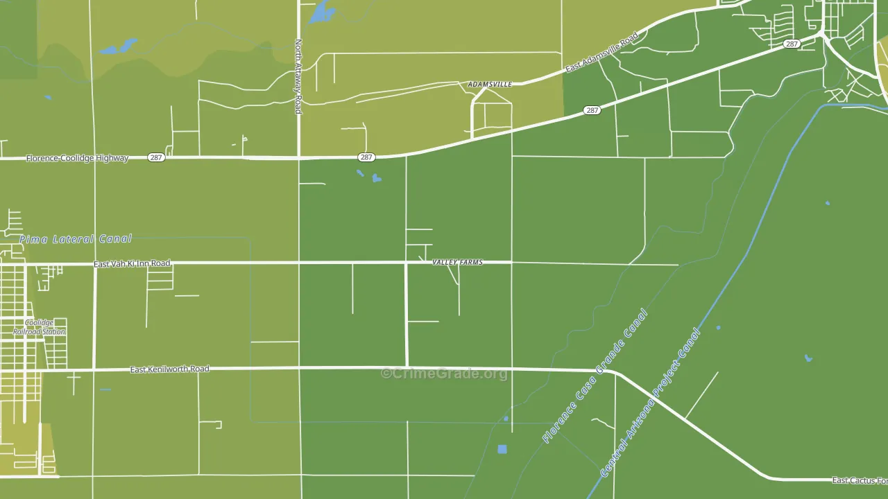Valley Farms, AZ Map of Vehicle Theft Rates