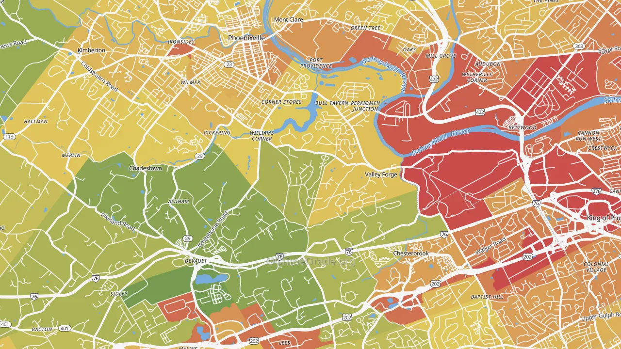 Valley Forge, PA Map of Vehicle Theft Rates