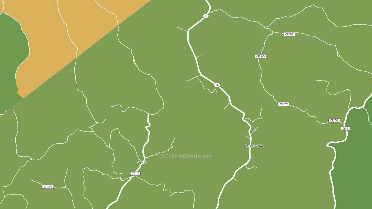 Valley Fork, WV Map of Vehicle Theft Rates