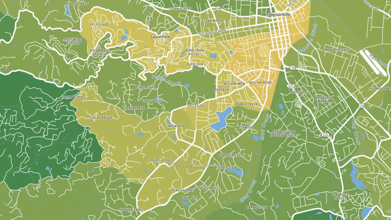 Valley Hill, NC Map of Vehicle Theft Rates