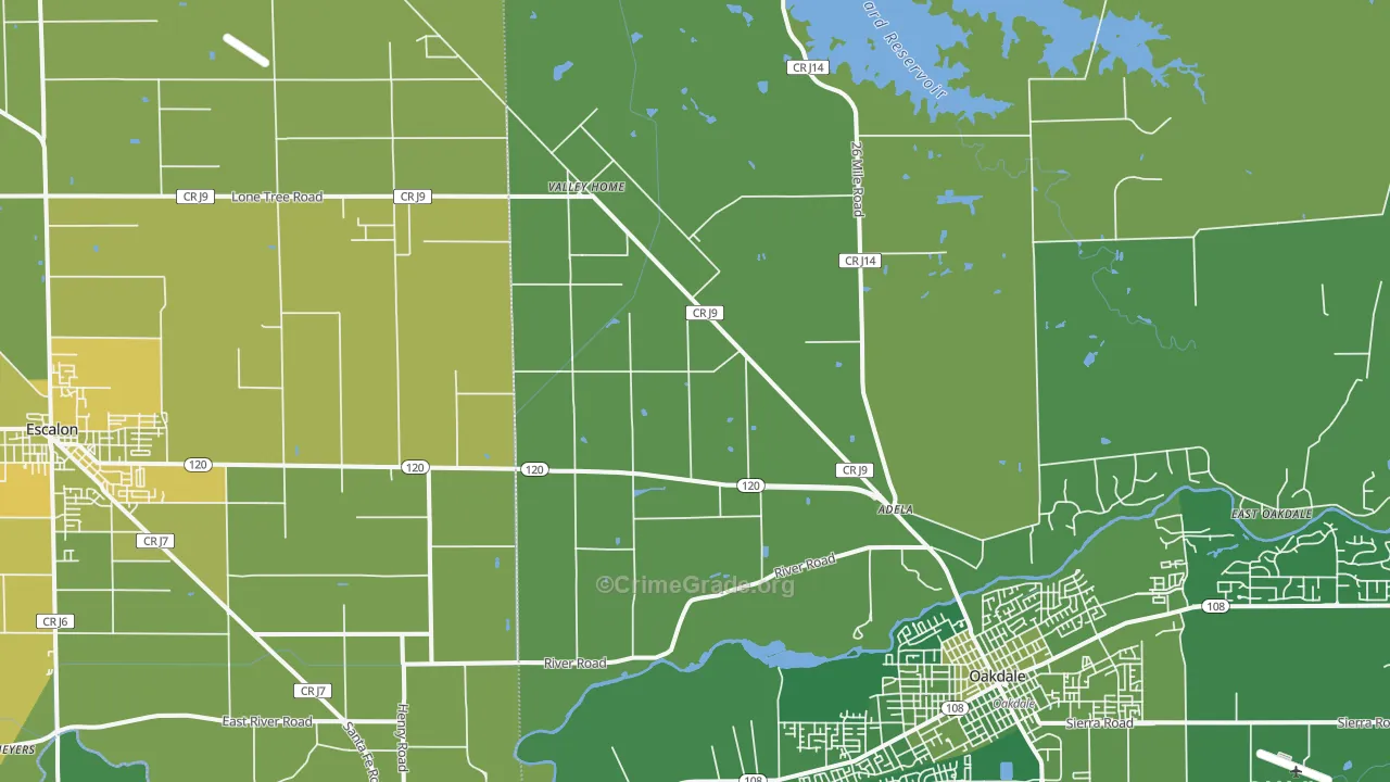 Valley Home, CA Map of Vehicle Theft Rates
