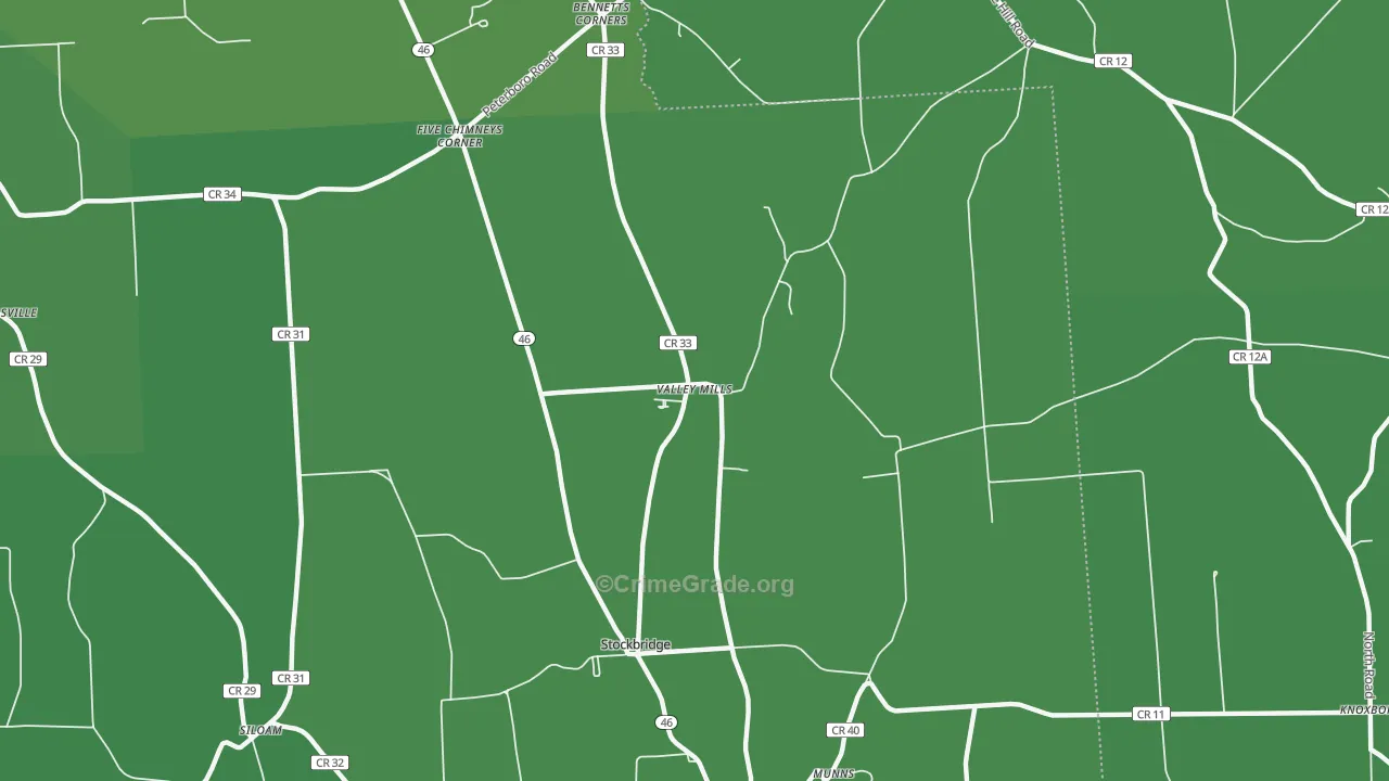 Valley Mills, NY Map of Vehicle Theft Rates