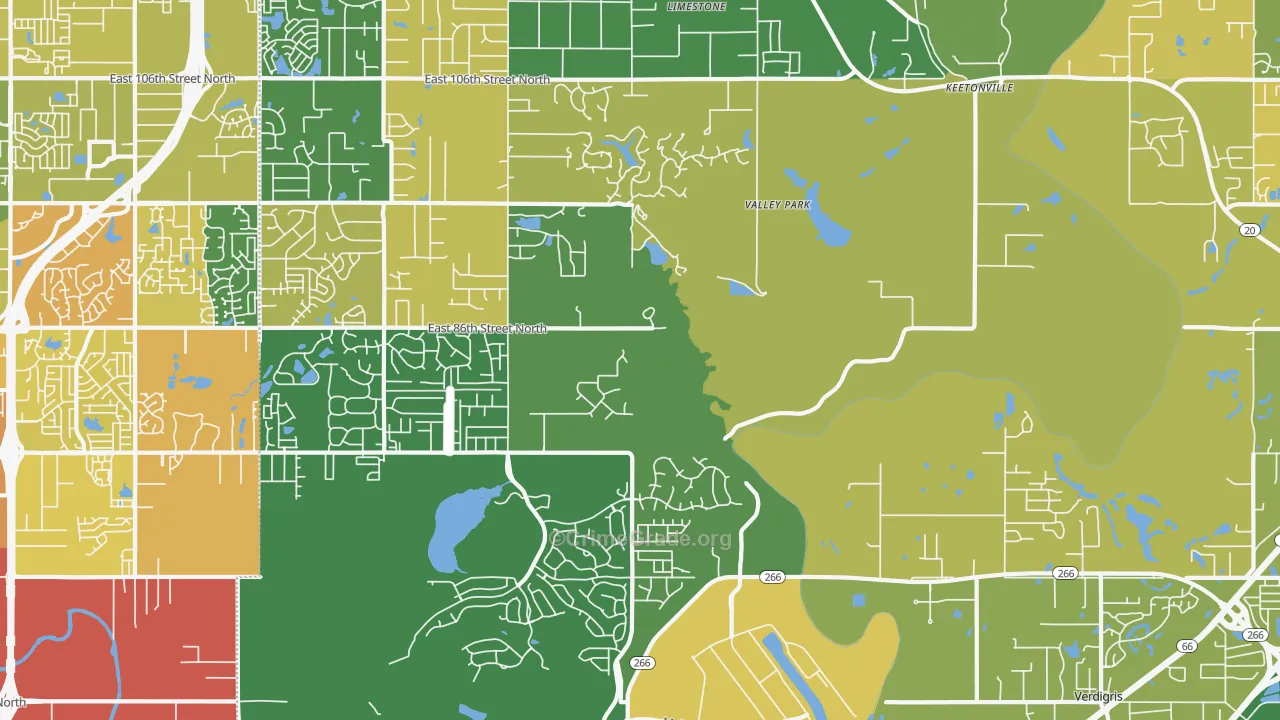 Valley Park, OK Map of Vehicle Theft Rates
