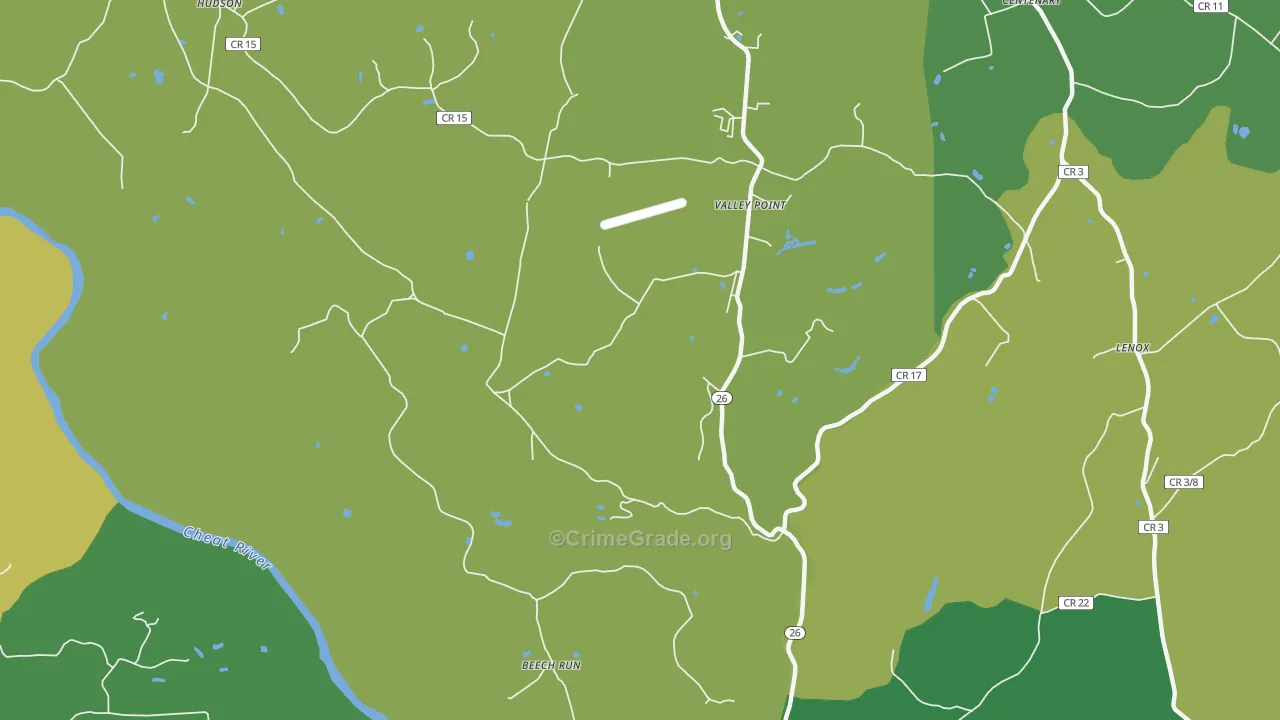 Valley Point, WV Map of Vehicle Theft Rates