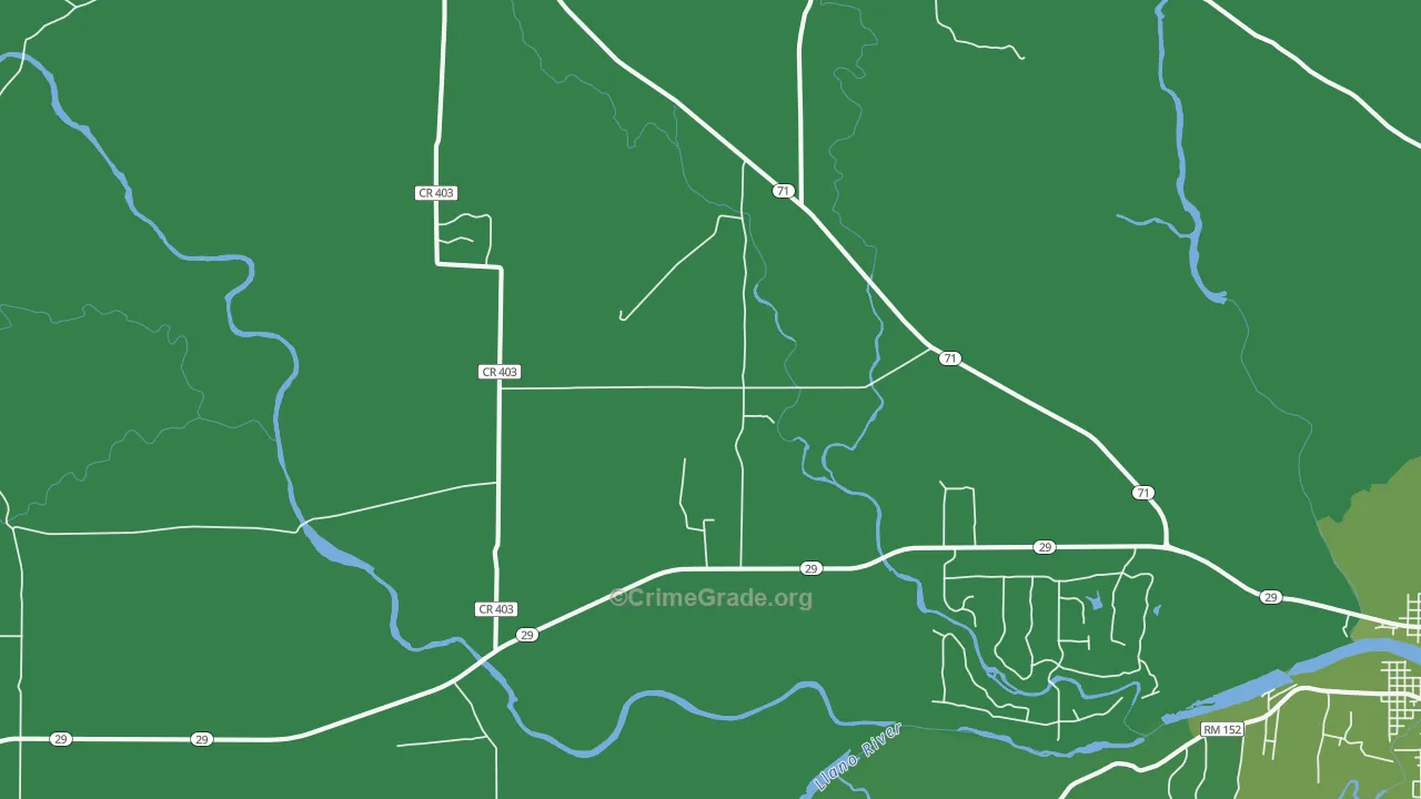 Valley Spring, TX Map of Vehicle Theft Rates