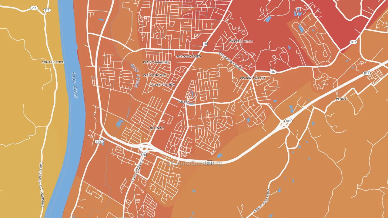 Valley Station, Louisville, KY Map of Vehicle Theft Rates
