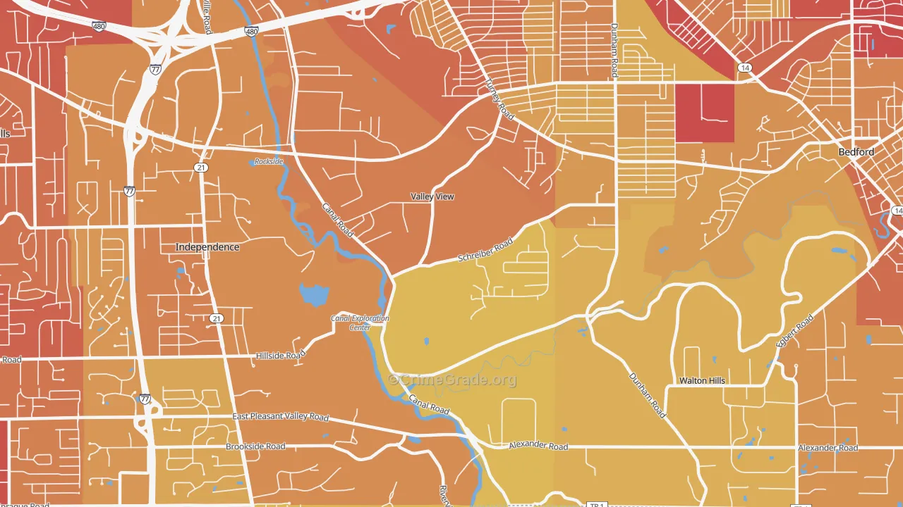 Valley View, OH Map of Vehicle Theft Rates