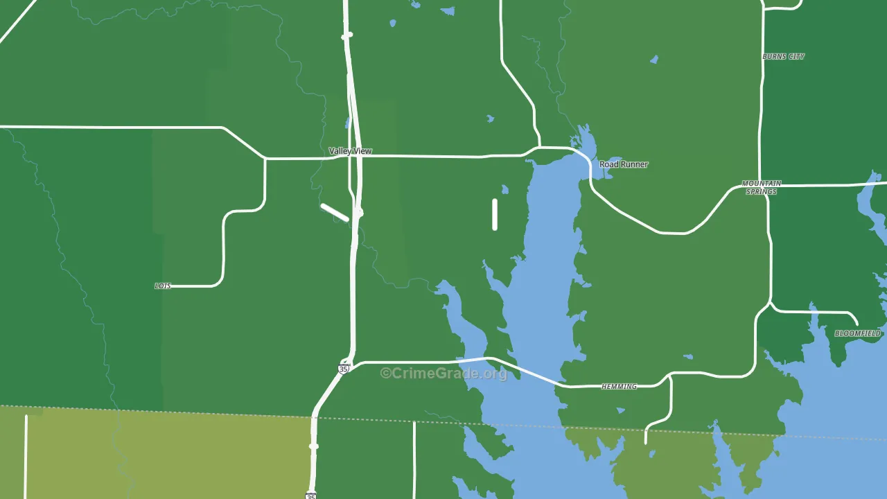 Valley View, TX Map of Vehicle Theft Rates