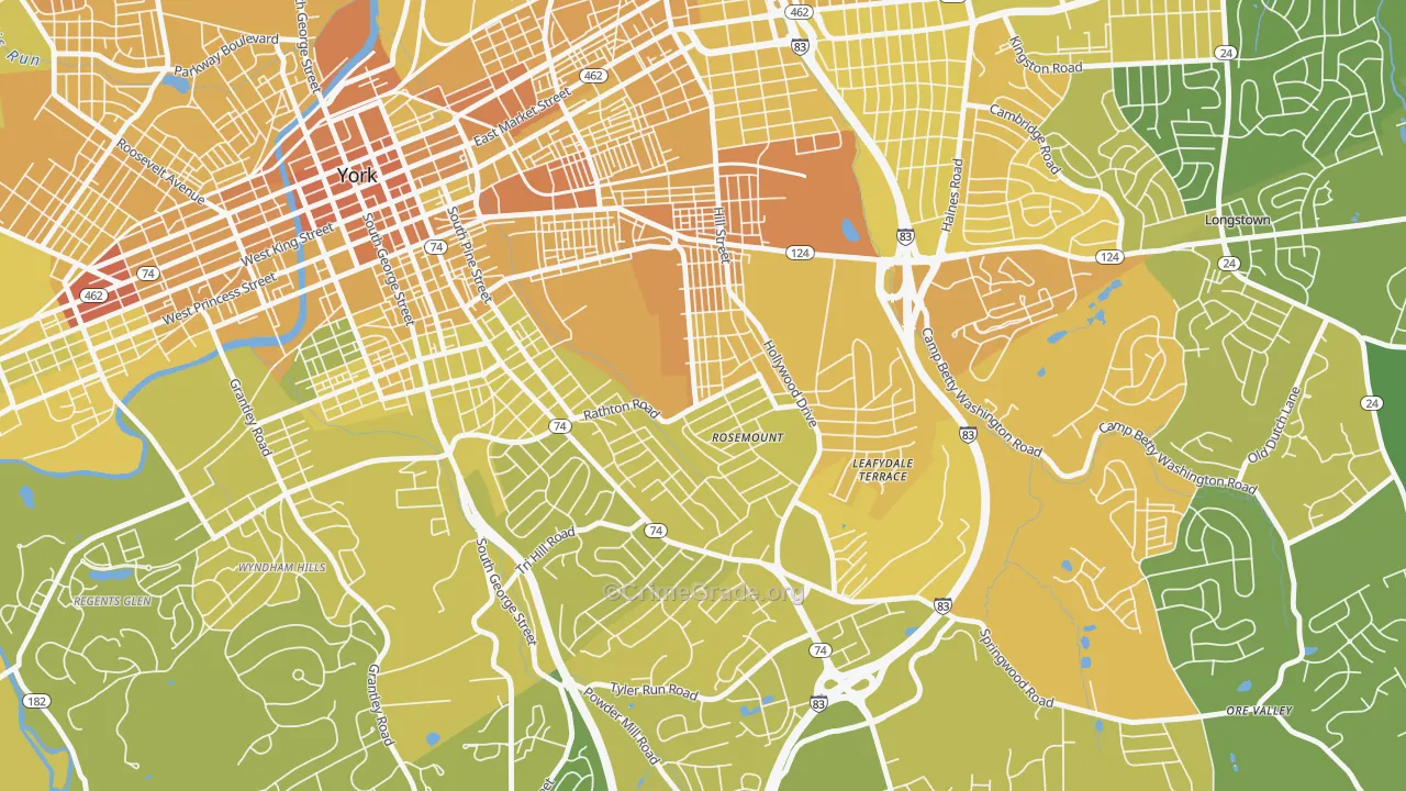Valley View, York, PA Map of Vehicle Theft Rates