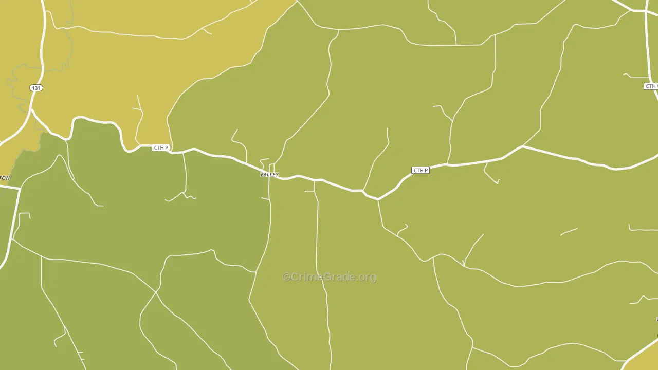 Valley, WI Map of Vehicle Theft Rates