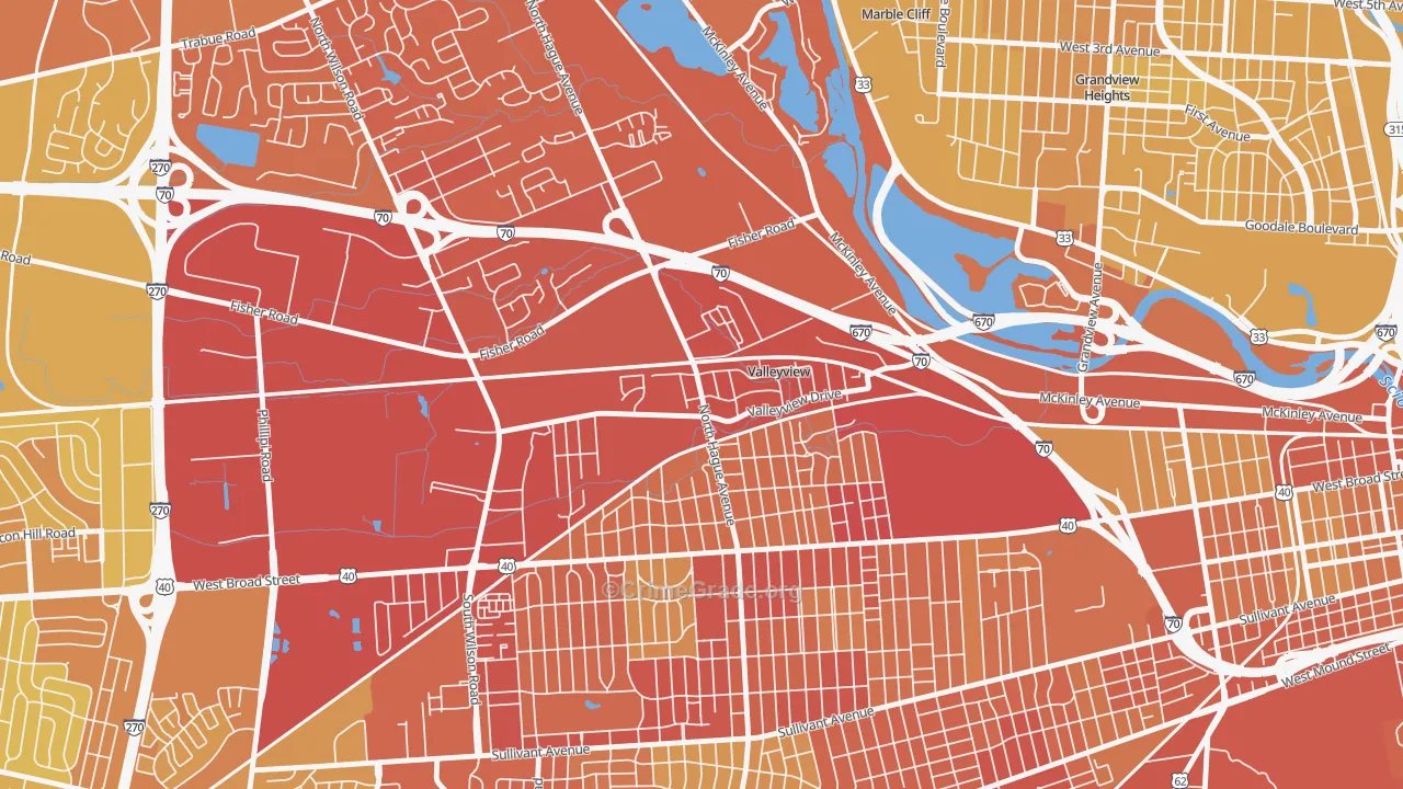 Valleyview, OH Map of Vehicle Theft Rates