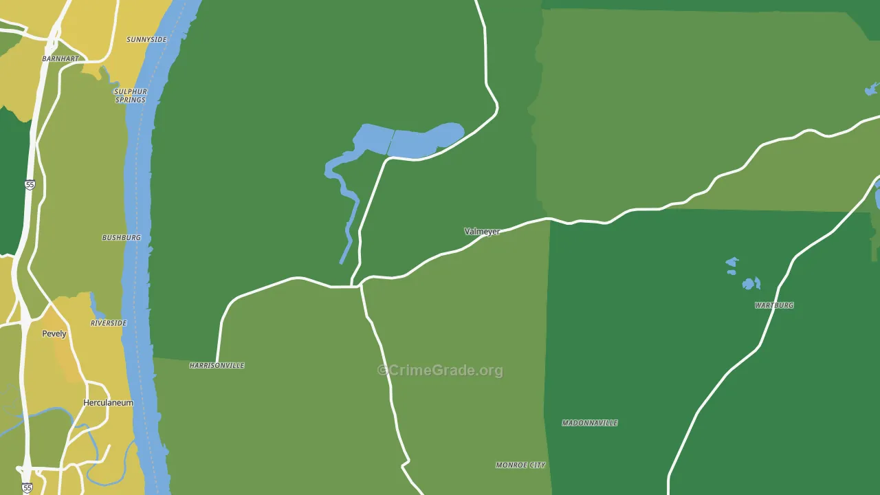 Valmeyer, IL Map of Vehicle Theft Rates