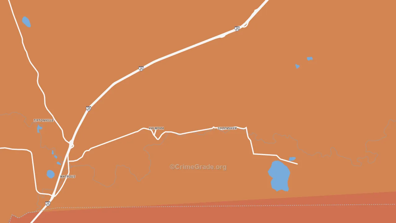 Valmora, NM Map of Vehicle Theft Rates