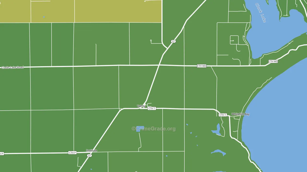 Valmy, WI Map of Vehicle Theft Rates