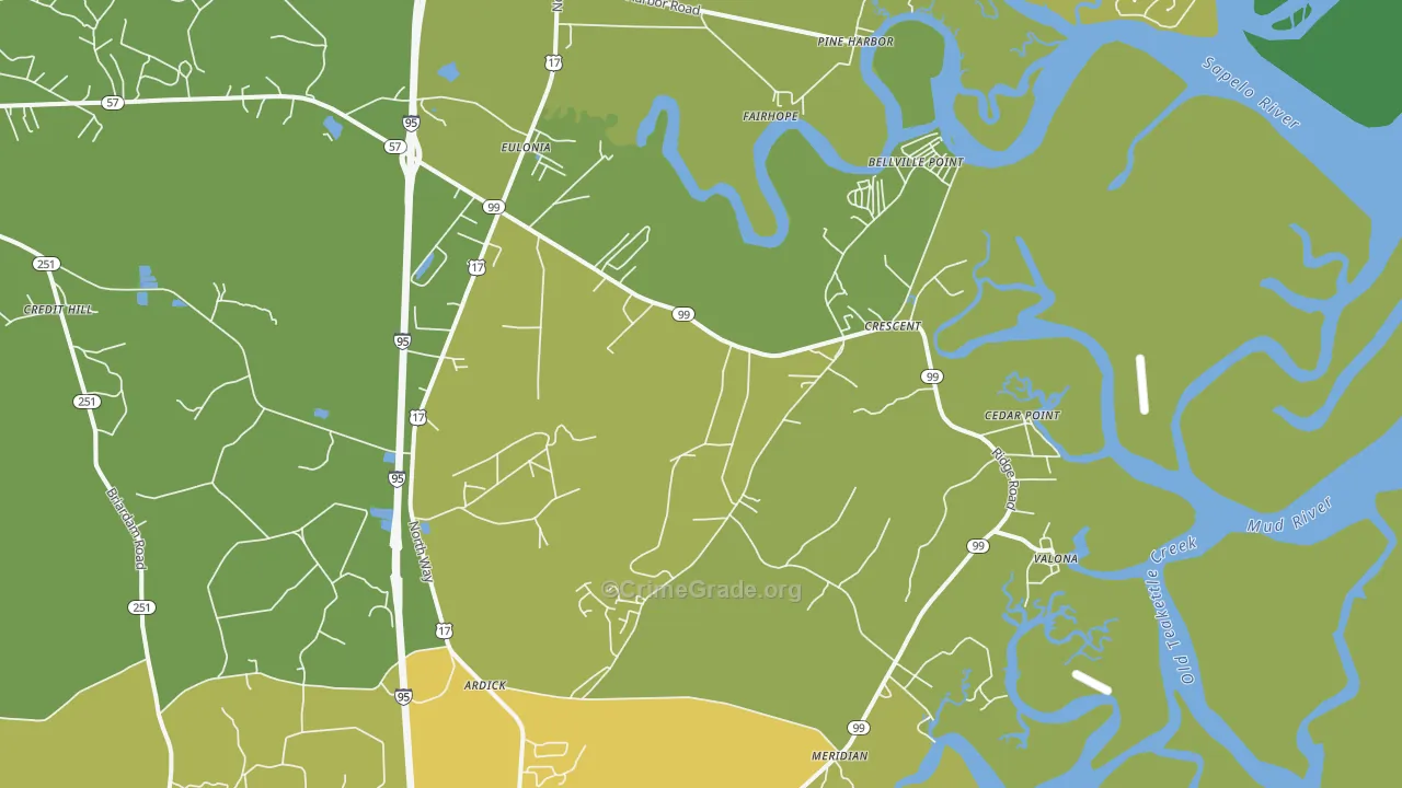 Valona, GA Map of Vehicle Theft Rates