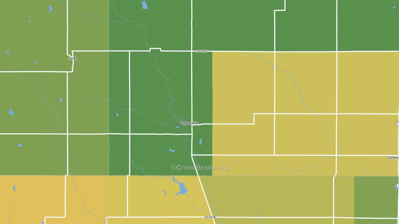 Valparaiso, NE Map of Vehicle Theft Rates