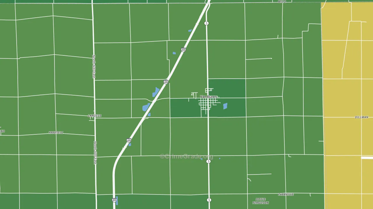 Van Buren, IN Map of Vehicle Theft Rates