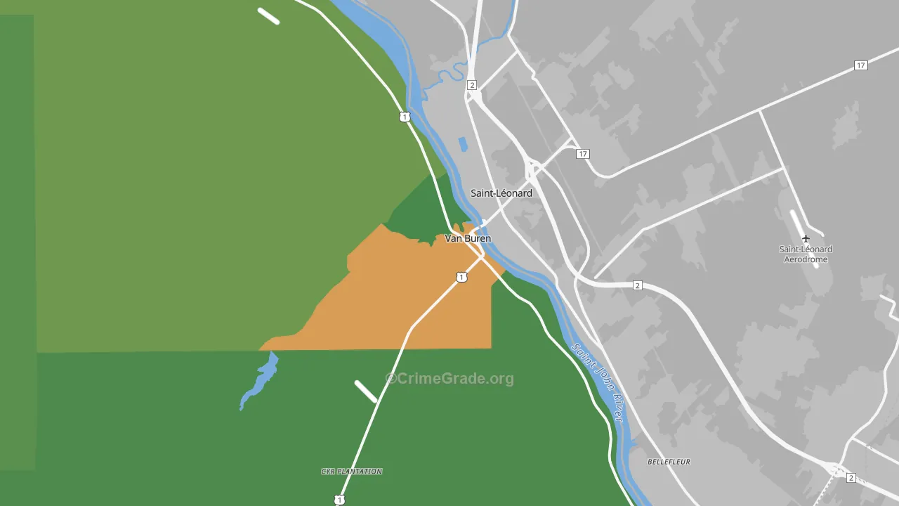 Van Buren, ME Map of Vehicle Theft Rates