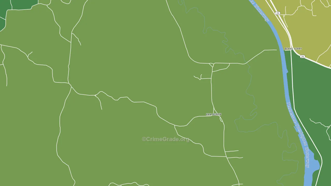 Van Buren, MS Map of Vehicle Theft Rates