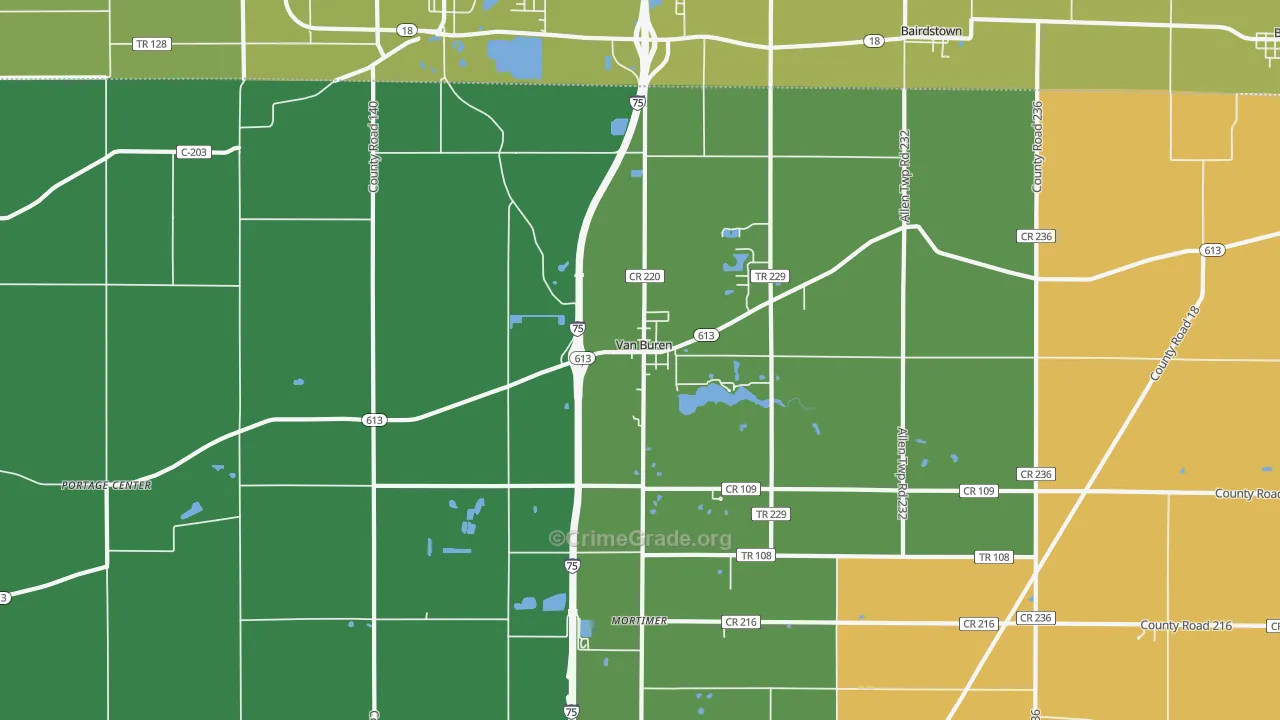 Van Buren, OH Map of Vehicle Theft Rates